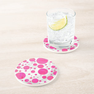Posavasos De Arenisca Patrón de punto de polka de pasión rosa