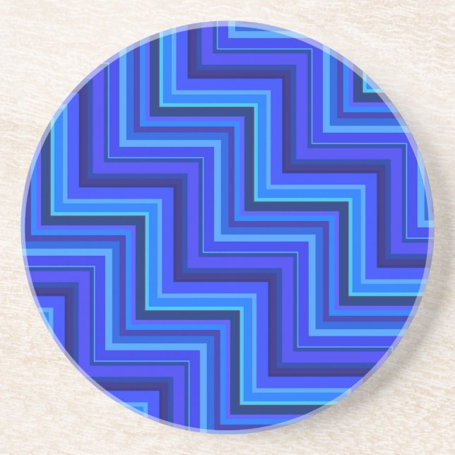 Posavasos De Arenisca Patrón de rayas azules (Frente)