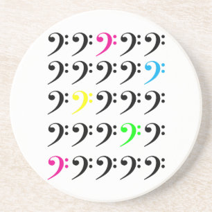 Posavasos De Arenisca Patrón de rejilla de clave de fa minimalista Neon