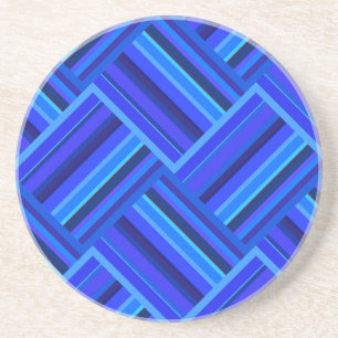 Posavasos De Arenisca Patrón de tejido diagonal de franjas azules