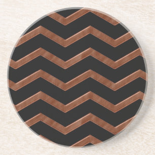 Posavasos De Arenisca Patrón de Zig Zag de Bronce Metálico
