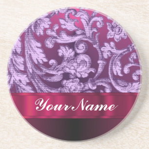 Posavasos De Arenisca Patrón floral malvado mauve en magenta