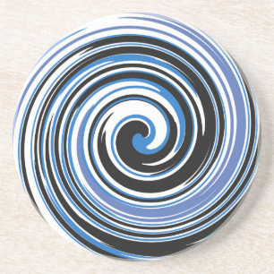 Posavasos De Arenisca Patrón giratorio negro y azul