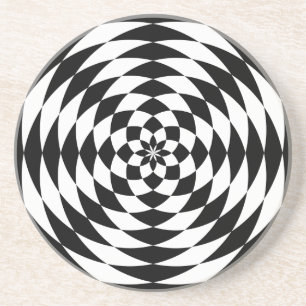 Posavasos De Arenisca Patrón gráfico en blanco y negro Ilusión óptica