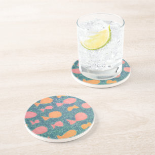 Posavasos De Arenisca Patrón Pintado de Peces Tropicales