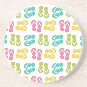 Posavasos De Arenisca Patrón veraniego divertido de sandalias rojas volt