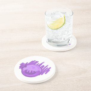 Posavasos De Arenisca Patrones de frutas Blueberries y Crema