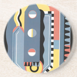 Posavasos De Arenisca Patrones geométricos de jazz Pochoir Art Déco vint