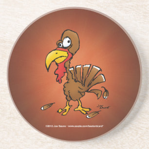 Posavasos De Arenisca Pavo de dibujos animados divertido