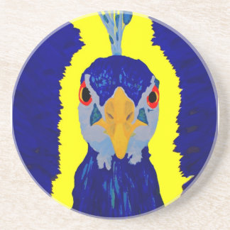Posavasos De Arenisca Pavo real que pinta abstracto con los ojos