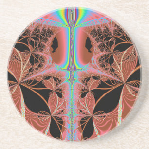 Posavasos De Arenisca Payaso Rosa Con Resumen Láser Arcoiris