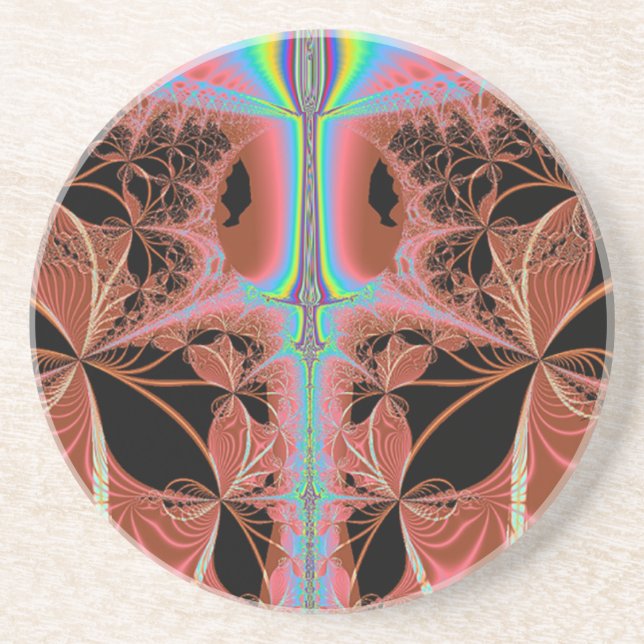 Posavasos De Arenisca Payaso Rosa Con Resumen Láser Arcoiris (Frente)