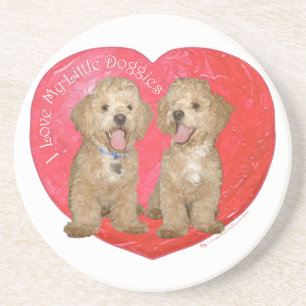 Posavasos De Arenisca Pekingés / mezcla de caniche día de San Valentín