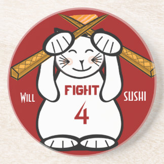 Posavasos De Arenisca Peleará por Sushi Maneki Neko Divertido