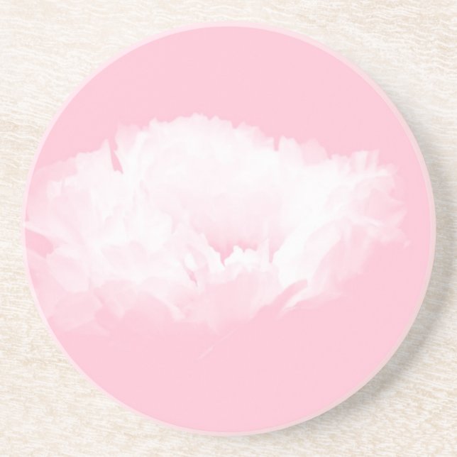 Posavasos De Arenisca Peonía blanca rosa suave - Floral (Frente)