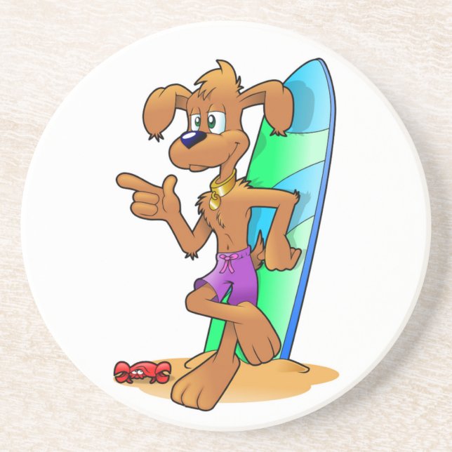 POSAVASOS DE ARENISCA PERRO SURFER (Frente)