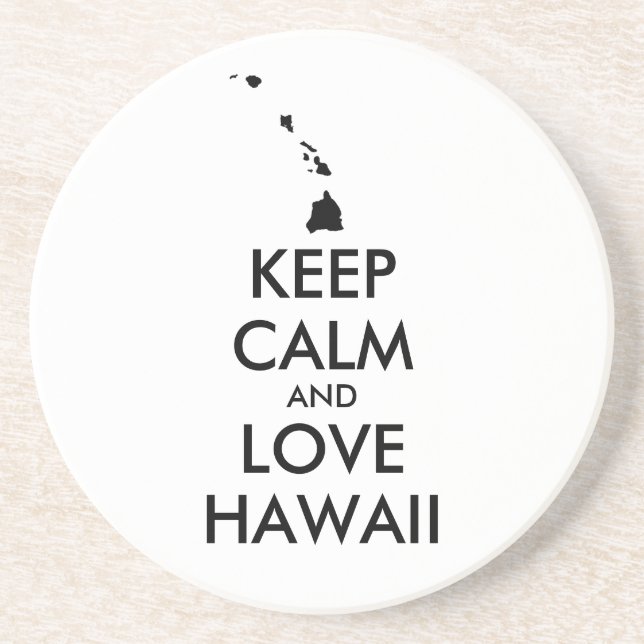 Posavasos De Arenisca Personalizable MANTENER LA CALMA Y AMAR A HAWAII (Frente)