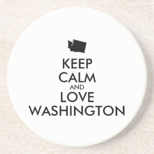 Posavasos De Arenisca Personalizable MANTENER LA CALMA Y AMAR A WASHINGT