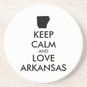 Posavasos De Arenisca Personalizable MANTENGA CALMA Y AME A ARKANSAS