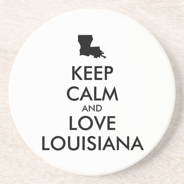 Posavasos De Arenisca Personalizable MANTENGA CALMA Y AME A LOUISIANA (Frente)