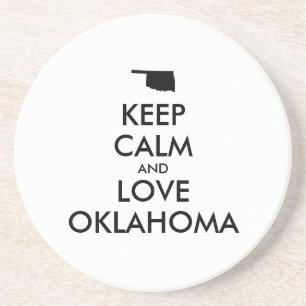 Posavasos De Arenisca Personalizable MANTENGA CALMA Y AME A OKLAHOMA