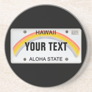 Posavasos De Arenisca (Personalizable) Placa de licencia de Hawai