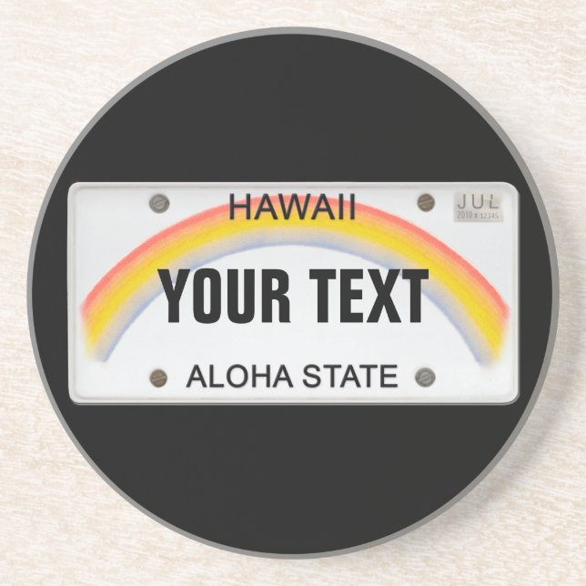 Posavasos De Arenisca (Personalizable) Placa de licencia de Hawai (Frente)