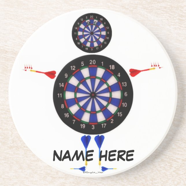 Posavasos De Arenisca Personalizado Dart Board Man Fun (Frente)