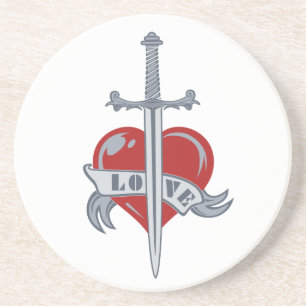 Posavasos De Arenisca Personalizado de espadas amorosas