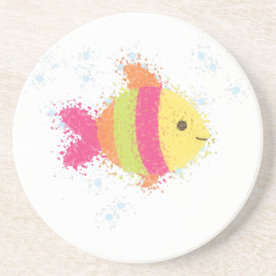 Posavasos De Arenisca Personalizado de peces de cuta