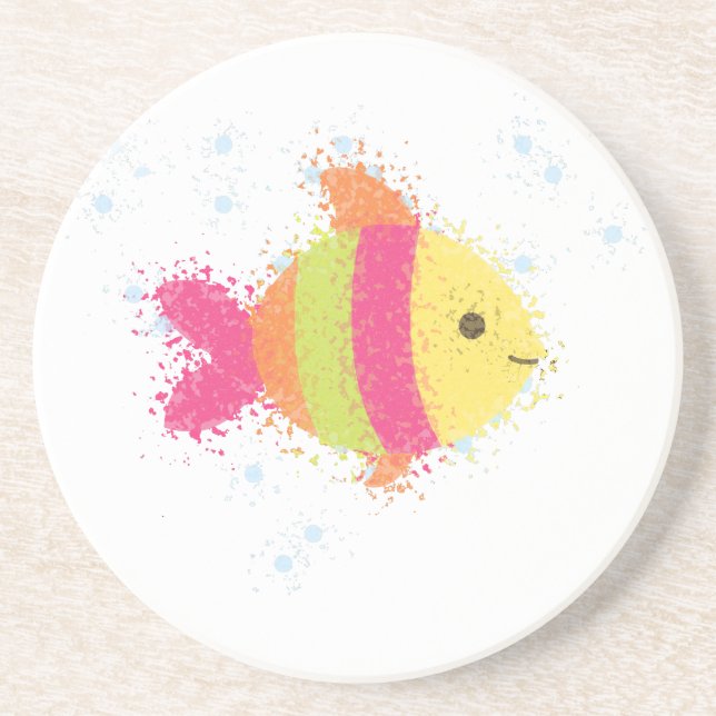 Posavasos De Arenisca Personalizado de peces de cuta (Frente)