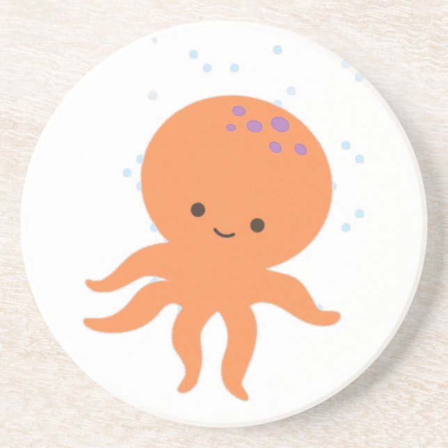 Posavasos De Arenisca Personalizado de pulpo pequeño (Frente)