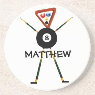 Posavasos De Arenisca Personalizado del jugador Billiards