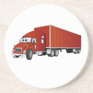 Posavasos De Arenisca Personalizado del remolque rojo Semi Truck