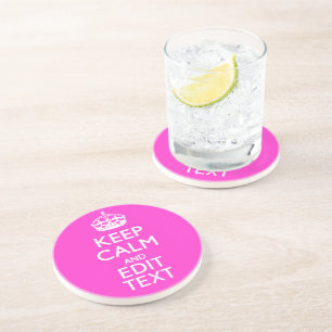 Posavasos De Arenisca Personalizado MANTEN LA CALMA Y Tu Texto Vibrante 
