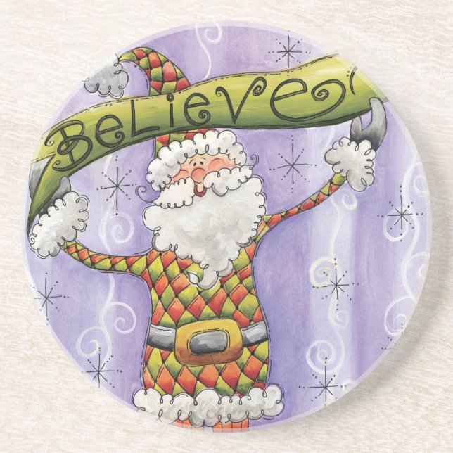 Posavasos De Arenisca Personalizados Navidades, creo en Santa Claus (Frente)