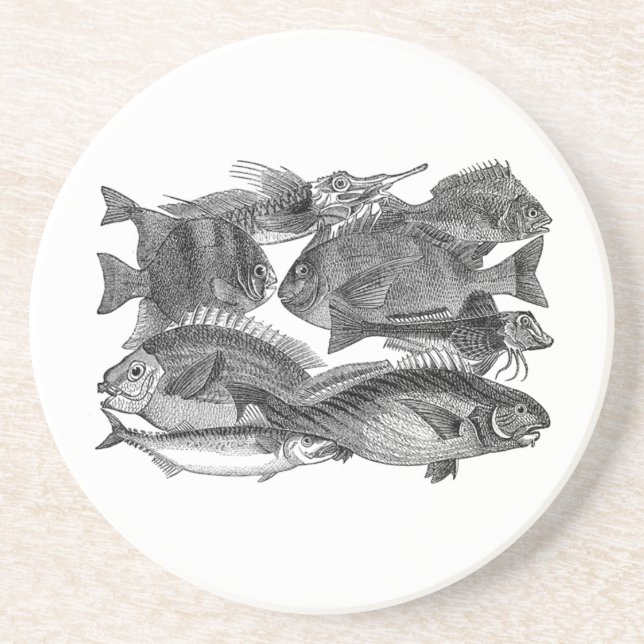 Posavasos De Arenisca Pesca De La Montaña De La Suerte (Frente)