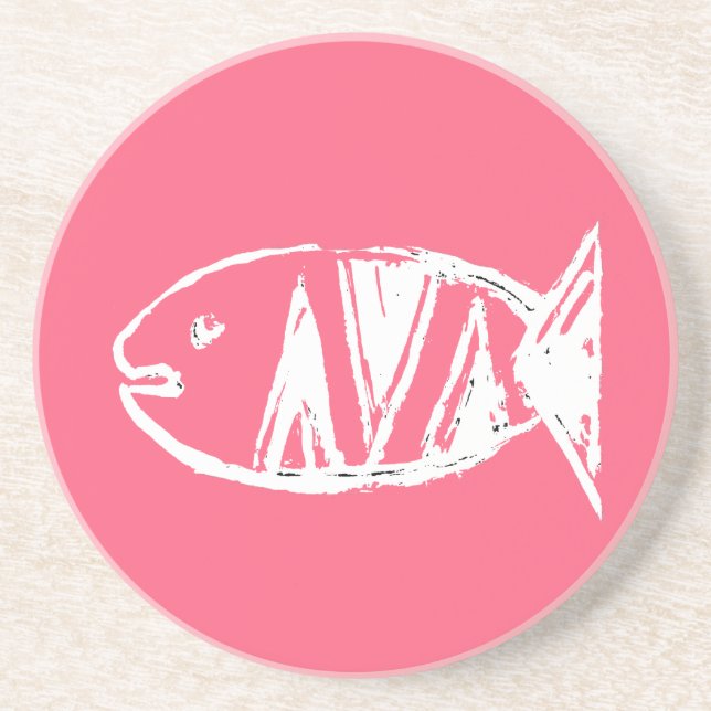Posavasos De Arenisca pescados no4 del artdeco (Frente)