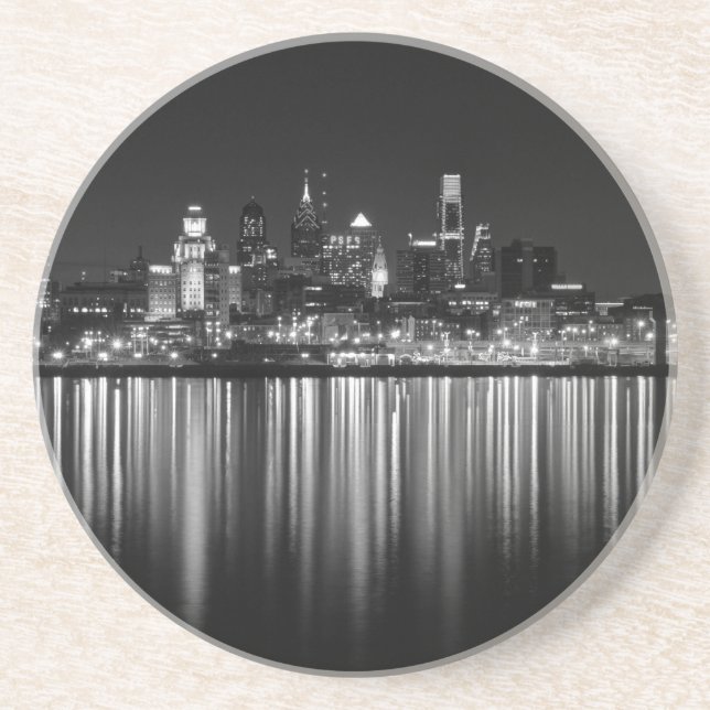 Posavasos De Arenisca Philly night b/w (Frente)