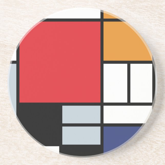 Posavasos De Arenisca Piet Mondrian - Composición con el plano rojo gran (Frente)