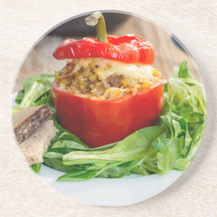 Posavasos De Arenisca Pimientos rellenos al horno con salsa de carne y q