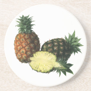 Posavasos De Arenisca Piñas Hawaianas Vintage, Frutas de Alimentos Orgán