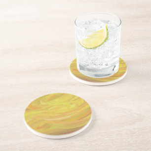 Posavasos De Arenisca Pineapple Yellow Swirl