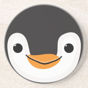Posavasos De Arenisca Pingüino con bufanda y Rótulo