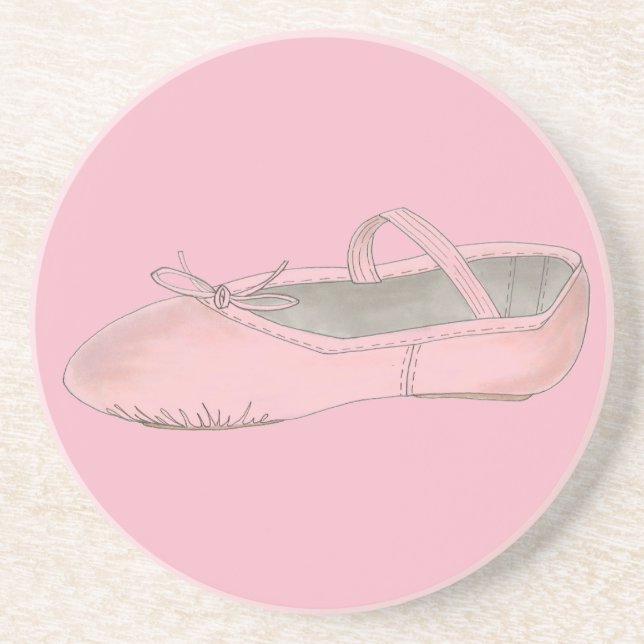Posavasos De Arenisca Pink Ballet Shoe Slipper Ballerina Dance Teacher (Frente)