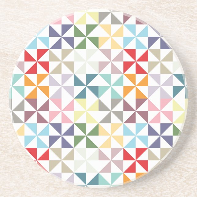 Posavasos De Arenisca Pinnillo geométrico colorido (Frente)