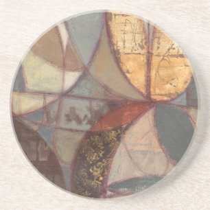 Posavasos De Arenisca Pintado abstracto de hojas florales por Norman Wya