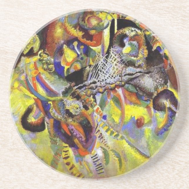 Posavasos De Arenisca Pintura abstracta de la fiebre por Kandinsky (Frente)