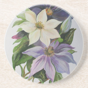 Posavasos De Arenisca Pintura acrílica de Lilac Clematis Vine