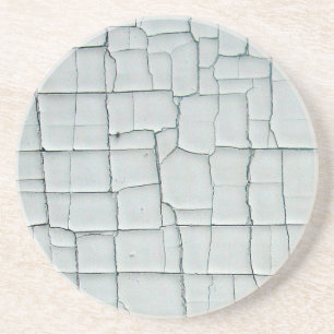 Posavasos De Arenisca Pintura blanca rota y desgastada